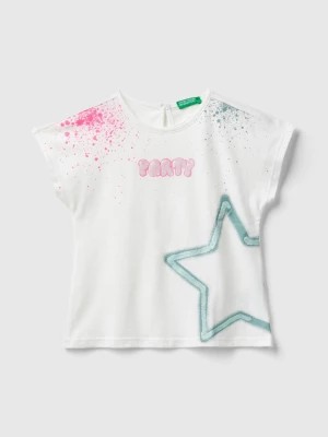 Zdjęcie produktu Benetton, T-shirt With Glitter Print, size 82, Creamy White, Kids United Colors of Benetton