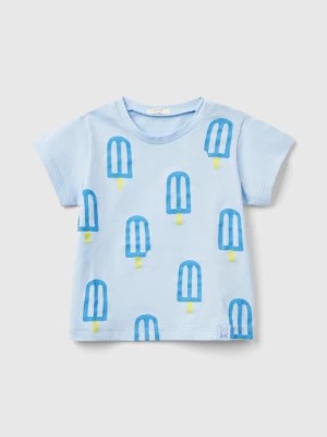 Zdjęcie produktu Benetton, T-shirt With Ice Cream Print, size 50, Sky Blue, Kids United Colors of Benetton