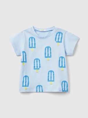 Zdjęcie produktu Benetton, T-shirt With Ice Cream Print, size 68, Sky Blue, Kids United Colors of Benetton