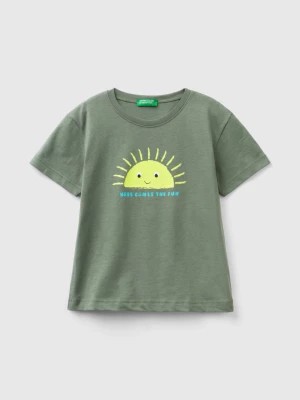 Zdjęcie produktu Benetton, T-shirt With Neon Details, size 116, Military Green, Kids United Colors of Benetton