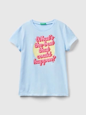 Zdjęcie produktu Benetton, T-shirt With Neon Details, size S, Sky Blue, Kids United Colors of Benetton