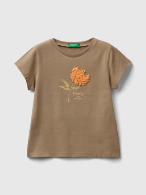 Zdjęcie produktu Benetton, T-shirt With Petal Effect Applique, size 110, Light Green, Kids United Colors of Benetton