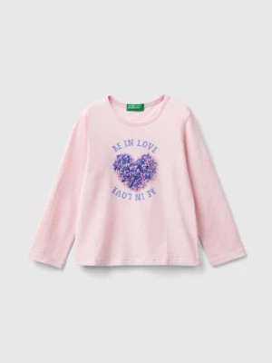 Zdjęcie produktu Benetton, T-shirt With Petal Effect Applique, size 116, Pink, Kids United Colors of Benetton