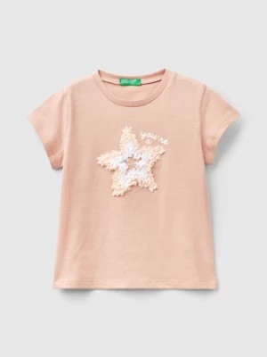 Zdjęcie produktu Benetton, T-shirt With Petal Effect Applique, size 116, Soft Pink, Kids United Colors of Benetton