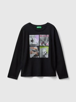 Zdjęcie produktu Benetton, T-shirt With Photo Print And Glitter, size 3XL, Black, Kids United Colors of Benetton