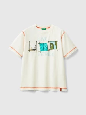 Zdjęcie produktu Benetton, T-shirt With Photo Print, size 2XL, Creamy White, Kids United Colors of Benetton