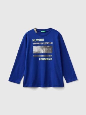 Zdjęcie produktu Benetton, T-shirt With Photographic Print In Organic Cotton, size M, Bright Blue, Kids United Colors of Benetton