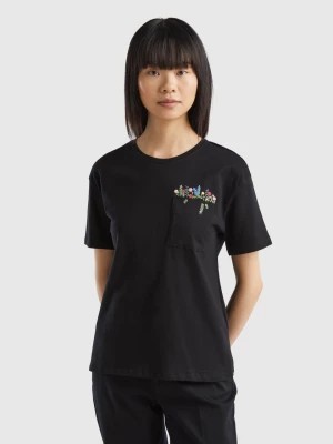 Zdjęcie produktu Benetton, T-shirt With Pocket And Embroidery, size XXS, Black, Women United Colors of Benetton