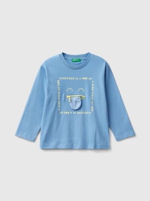 Zdjęcie produktu Benetton, T-shirt With Print And Applique, size 104, Light Blue, Kids United Colors of Benetton