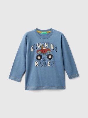 Zdjęcie produktu Benetton, T-shirt With Print And Applique, size 82, Air Force Blue, Kids United Colors of Benetton