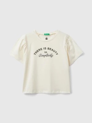 Zdjęcie produktu Benetton, T-shirt With Print And Applique, size M, Creamy White, Kids United Colors of Benetton