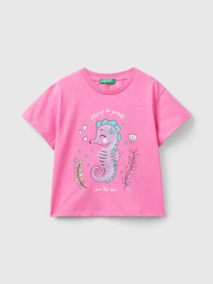 Zdjęcie produktu Benetton, T-shirt With Print And Patches, size 90, Pink, Kids United Colors of Benetton