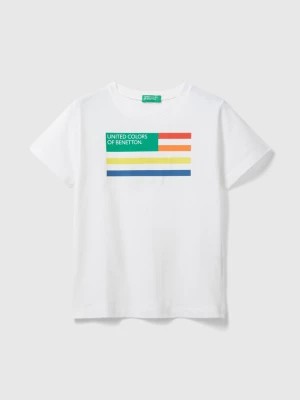 Zdjęcie produktu Benetton, T-shirt With Print In 100% Organic Cotton, size 116, White, Kids United Colors of Benetton