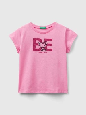 Zdjęcie produktu Benetton, T-shirt With Print In Organic Cotton, size 104, Pink, Kids United Colors of Benetton
