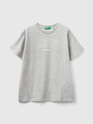 Zdjęcie produktu Benetton, T-shirt With Print In Organic Cotton, size 3XL, Light Gray, Kids United Colors of Benetton