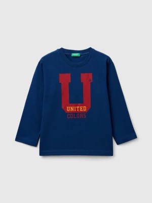 Zdjęcie produktu Benetton, T-shirt With Print In Organic Cotton, size 82, Blue, Kids United Colors of Benetton