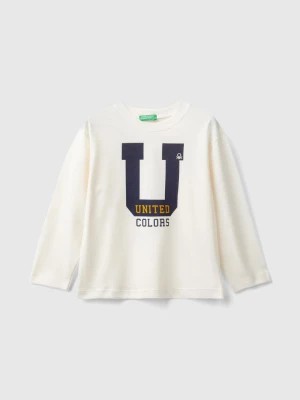 Zdjęcie produktu Benetton, T-shirt With Print In Organic Cotton, size 82, Creamy White, Kids United Colors of Benetton