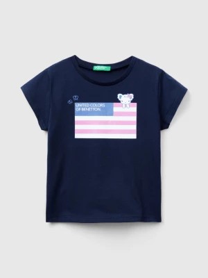 Zdjęcie produktu Benetton, T-shirt With Print In Organic Cotton, size 82, Dark Blue, Kids United Colors of Benetton