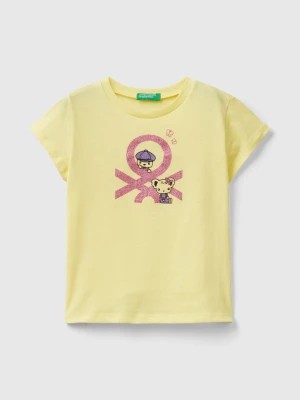Zdjęcie produktu Benetton, T-shirt With Print In Organic Cotton, size 82, Yellow, Kids United Colors of Benetton