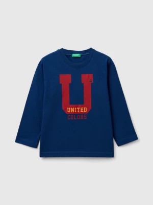 Zdjęcie produktu Benetton, T-shirt With Print In Organic Cotton, size 90, Blue, Kids United Colors of Benetton