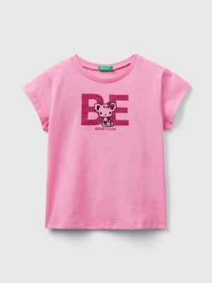 Zdjęcie produktu Benetton, T-shirt With Print In Organic Cotton, size 90, Pink, Kids United Colors of Benetton