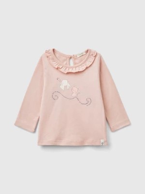 Zdjęcie produktu Benetton, T-shirt With Rouched Collar, size 56, Pink, Kids United Colors of Benetton