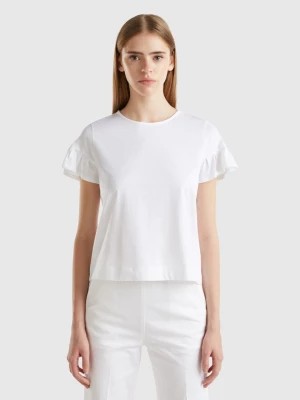 Zdjęcie produktu Benetton, T-shirt With Ruffled Sleeves, size XL, White, Women United Colors of Benetton