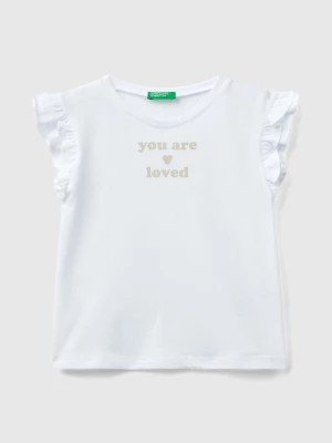 Zdjęcie produktu Benetton, T-shirt With Ruffles And Print, size 104, White, Kids United Colors of Benetton