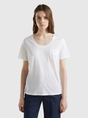 Zdjęcie produktu Benetton, T-shirt With Satin Pocket, size S, White, Women United Colors of Benetton