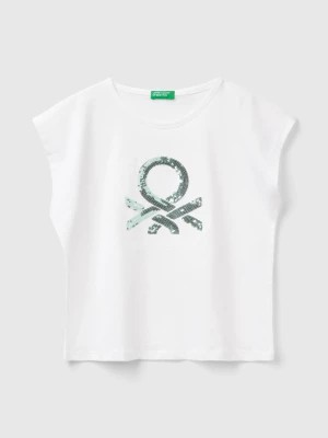 Zdjęcie produktu Benetton, T-shirt With Sequins, size L, White, Kids United Colors of Benetton