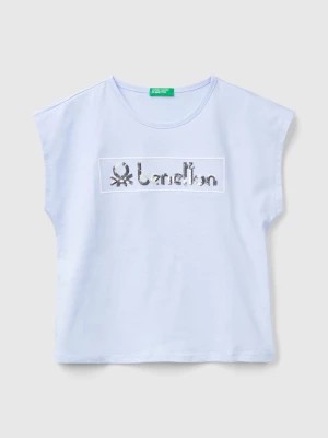 Zdjęcie produktu Benetton, T-shirt With Sequins, size S, Sky Blue, Kids United Colors of Benetton