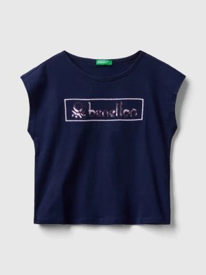 Zdjęcie produktu Benetton, T-shirt With Sequins, size XL, Dark Blue, Kids United Colors of Benetton