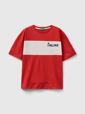 Zdjęcie produktu Benetton, T-shirt With Slogan In Organic Cotton, size 2XL, Red, Kids United Colors of Benetton