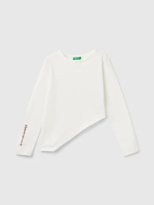 Zdjęcie produktu Benetton, T-shirt With Uneven Bottom, size XL, Creamy White, Kids United Colors of Benetton