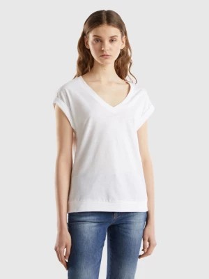 Zdjęcie produktu Benetton, T-shirt With V-neck, size M, White, Women United Colors of Benetton