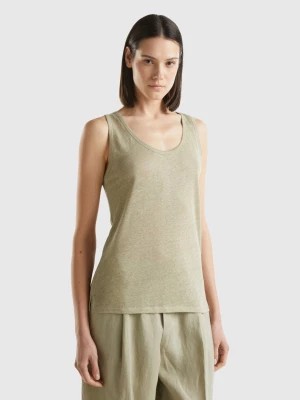 Zdjęcie produktu Benetton, Tank Top In Pure Linen, size M, Light Green, Women United Colors of Benetton