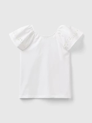 Zdjęcie produktu Benetton, Top With Embroidered Sleeves, size M, White, Kids United Colors of Benetton