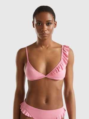 Zdjęcie produktu Benetton, Triangle Bikini Top With Frill In Econyl®, size 1°, Pink, Women United Colors of Benetton