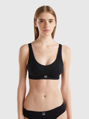 Zdjęcie produktu Benetton, Triangle Bra In Recycled Nylon Blend, size L, Black, Women United Colors of Benetton