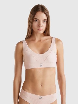 Zdjęcie produktu Benetton, Triangle Bra In Recycled Nylon Blend, size M, Soft Pink, Women United Colors of Benetton