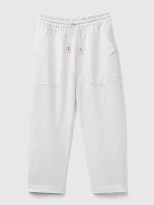 Zdjęcie produktu Benetton, Trousers In Linen Blend With Drawstring, size S, White, Kids United Colors of Benetton