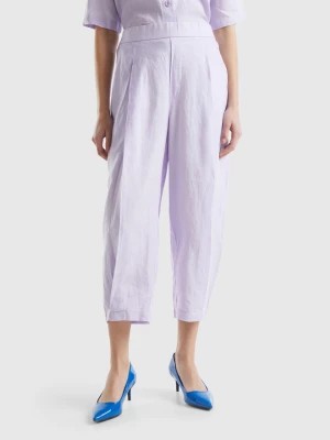 Zdjęcie produktu Benetton, Trousers In Pure Linen, size XS, Lilac, Women United Colors of Benetton