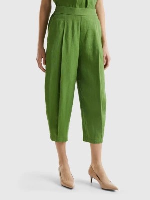 Zdjęcie produktu Benetton, Trousers In Pure Linen, size XS, Military Green, Women United Colors of Benetton