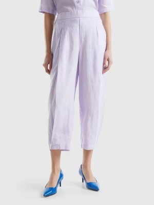 Zdjęcie produktu Benetton, Trousers In Pure Linen, size XXS, Lilac, Women United Colors of Benetton