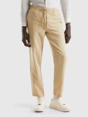 Zdjęcie produktu Benetton, Trousers In Pure Linen With Drawstring, size 46, Beige, Men United Colors of Benetton