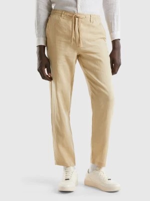 Zdjęcie produktu Benetton, Trousers In Pure Linen With Drawstring, size 52, Beige, Men United Colors of Benetton