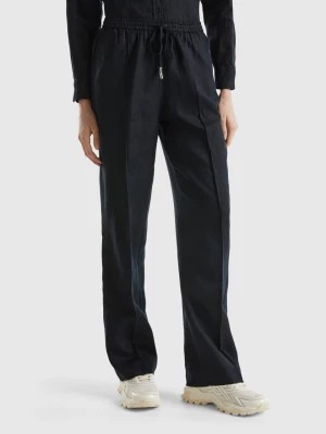 Zdjęcie produktu Benetton, Trousers In Pure Linen With Elastic, size XS, Black, Women United Colors of Benetton