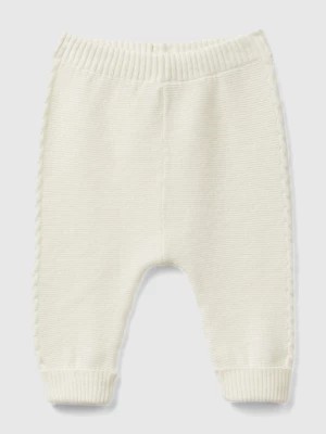 Zdjęcie produktu Benetton, Trousers With Cables In Recycled Wool Blend, size 50, Creamy White, Kids United Colors of Benetton