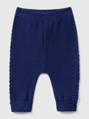 Zdjęcie produktu Benetton, Trousers With Cables In Recycled Wool Blend, size 62, Dark Blue, Kids United Colors of Benetton