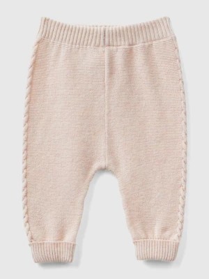 Zdjęcie produktu Benetton, Trousers With Cables In Recycled Wool Blend, size 62, Soft Pink, Kids United Colors of Benetton